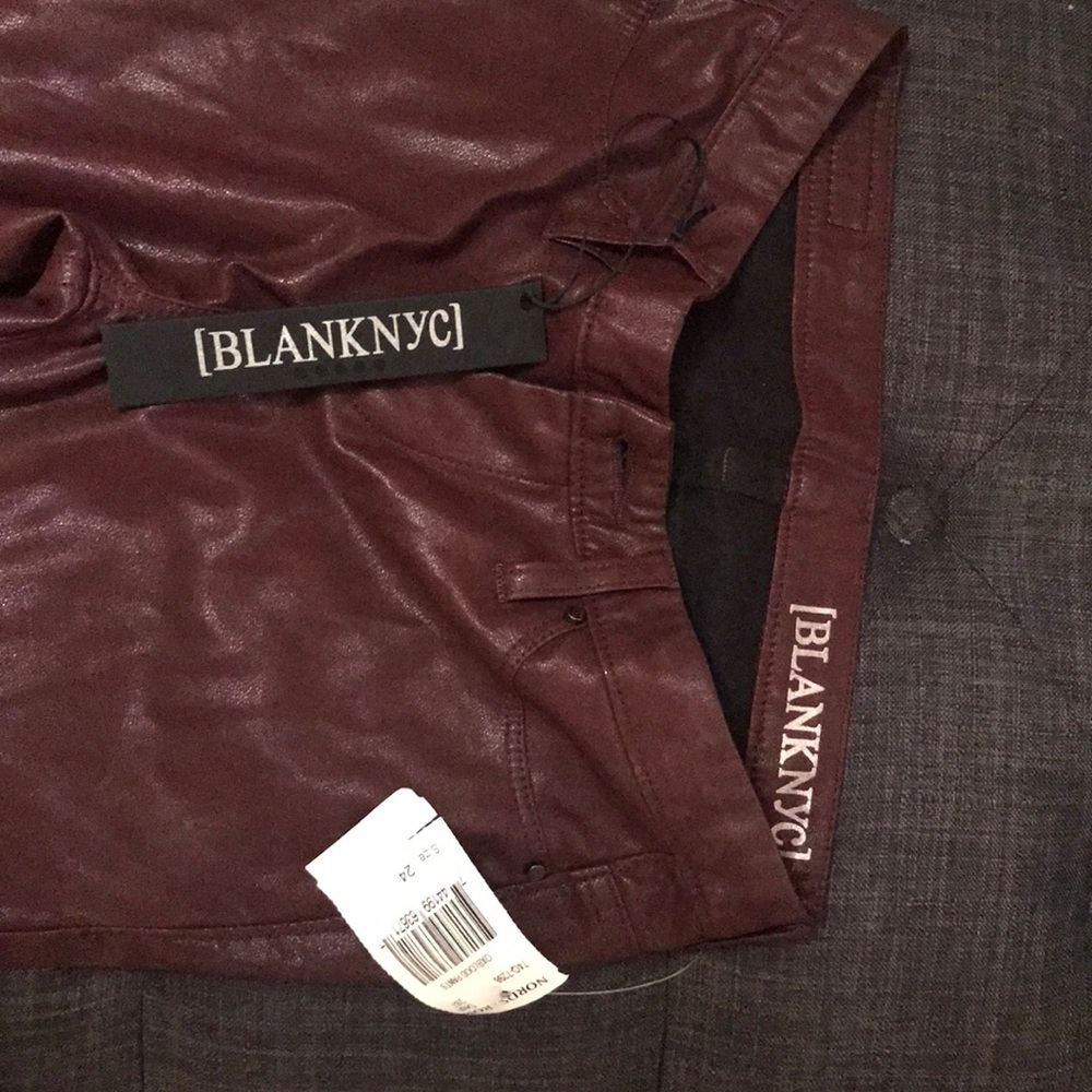 Faux leather burgundy pants size 24 new with tags